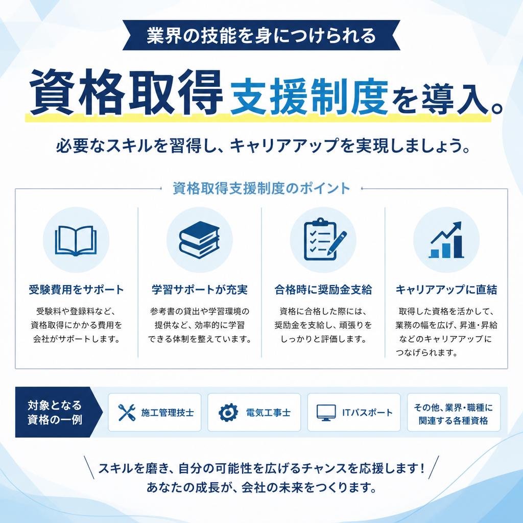 資格取得支援でスキルアップ